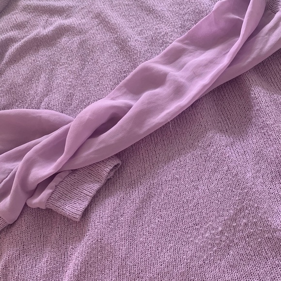 Sparkle & Fade Purple Knit Top With Sheer Sleeves - Picture 5 of 15